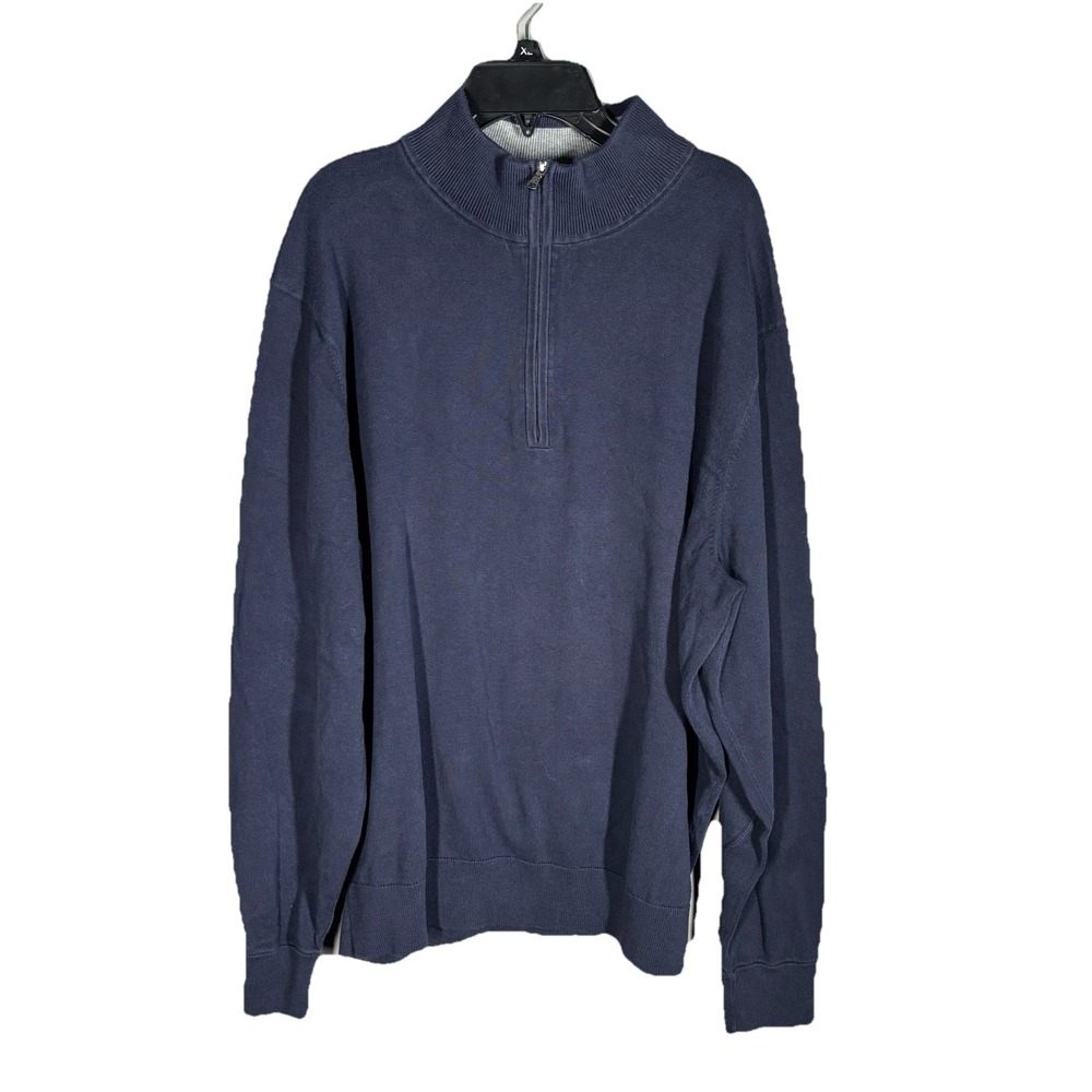 Cutter & Buck Sweater Mens XXL Navy Blue Cotton Pullover Quarter Zip Long Sleeve